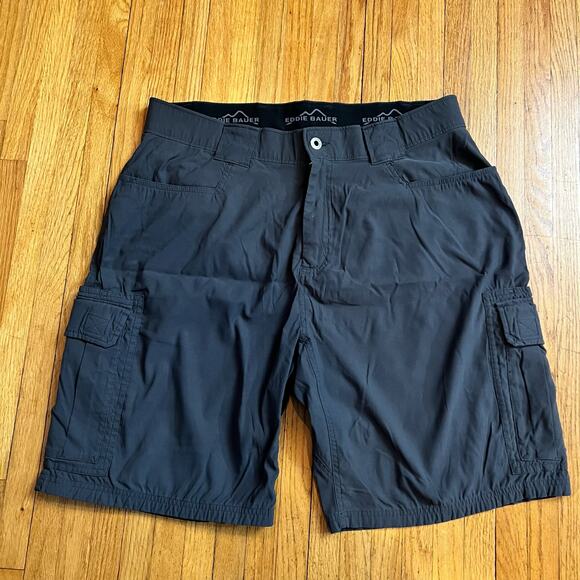 Eddie Bauer Shorts Mens 36 Gray Stretch Cargo Outdoor Hiking Nylon - Picture 1 of 10